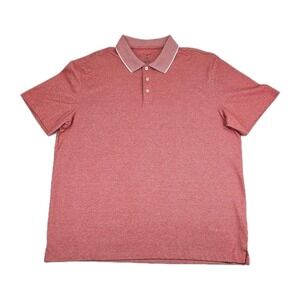Van Heusen Air Classic Fit Polo Shirt Men's XL Coral Pink Stripe Short Sleeve